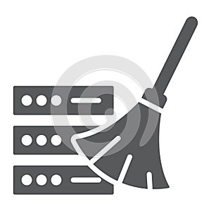 Database cleaning glyph icon, data and analytics
