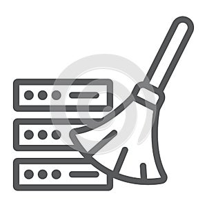Database cleaning line icon, data and analytics