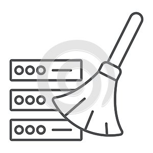 Database cleaning thin line icon, data analytics