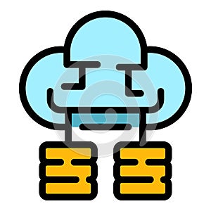 Database cloud icon color outline vector