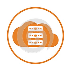 Database, cloud, server, storage icon. Orange vector sketch.