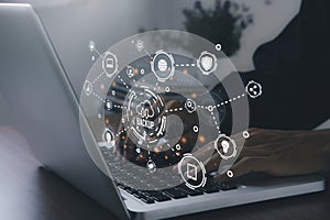 Database,computer backup copy and computer data security concept.Cloud technology. Data storage. Networking and internet service