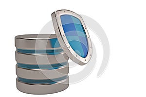 Database and computer data security concept metal hard disk icon