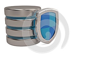 Database and computer data security concept metal hard disk icon