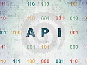 Database concept: Api on Digital Data Paper background