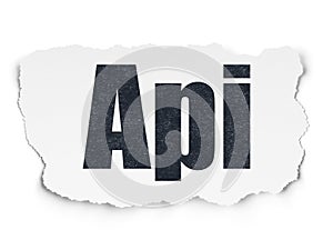 Database concept: Api on Torn Paper background