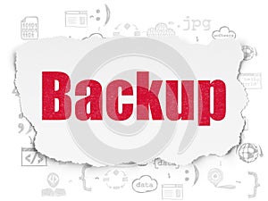 Database concept: Backup on Torn Paper background