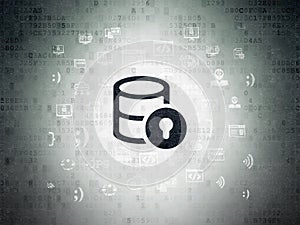 Database concept: Database With Lock on Digital Data Paper background
