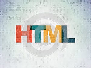 Database concept: Html on Digital Data Paper background