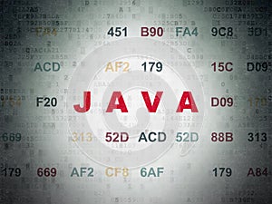 Database concept: Java on Digital Data Paper background