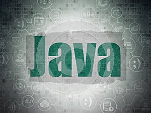 Database concept: Java on Digital Data Paper background
