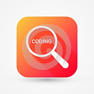 Database Concept: Magnifying Optical Glass With Words Coding