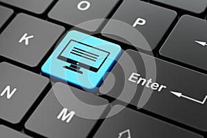Database concept: Monitor on computer keyboard background