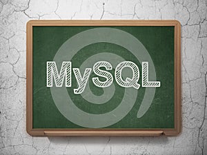 Database concept: MySQL on chalkboard background