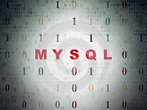 Database concept: MySQL on Digital Data Paper background