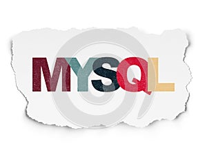 Database concept: MySQL on Torn Paper background