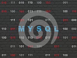 Database concept: MySQL on wall background