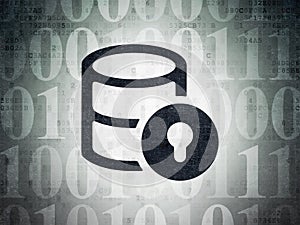 Database concept: Database With Lock on Digital Data Paper background