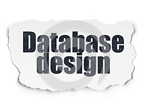 Database concept: Database Design on Torn Paper background