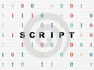 Database concept: Script on wall background