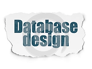 Database concept: Database Design on Torn Paper background
