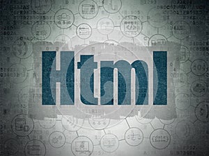 Database concept: Html on Digital Data Paper background