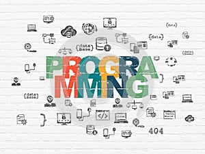 Database concept: Programming on wall background