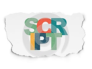 Database concept: Script on Torn Paper background