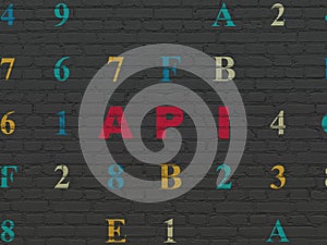 Database concept: Api on wall background