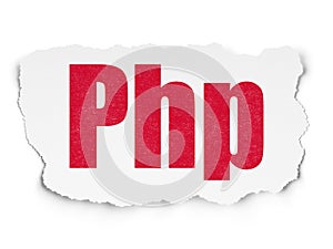 Database concept: Php on Torn Paper background