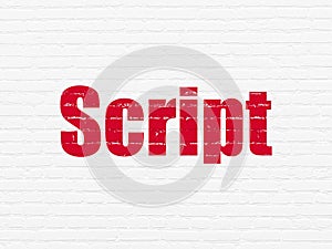 Database concept: Script on wall background