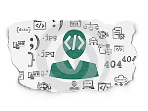 Database concept: Programmer on Torn Paper background