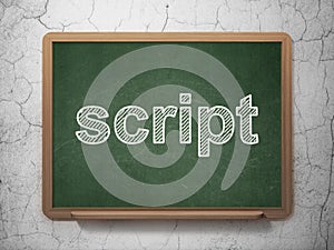 Database concept: Script on chalkboard background