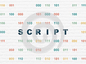 Database concept: Script on wall background