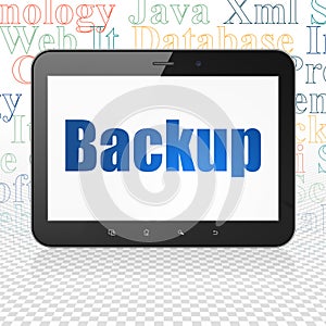 Database concept: Tablet Computer with Backup on display