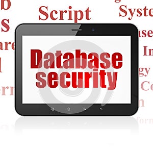 Database concept: Tablet Computer with Database Security on display