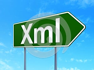 Database concept: Xml on road sign background