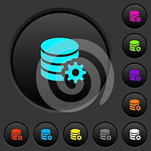 Database configuration dark push buttons with color icons