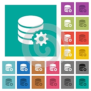 Database configuration square flat multi colored icons