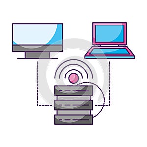 database connected computer laptop data storage