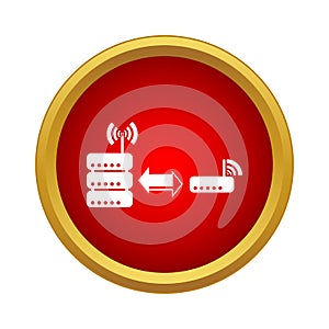 The database is connected to the router icon