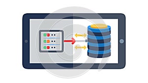 Database Connection & Management on Tablet, vector design Generative AI
