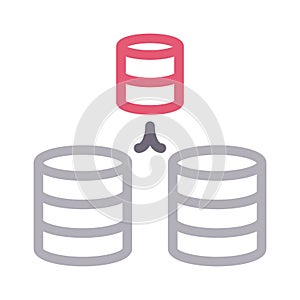 Database connection thin color line vector icon