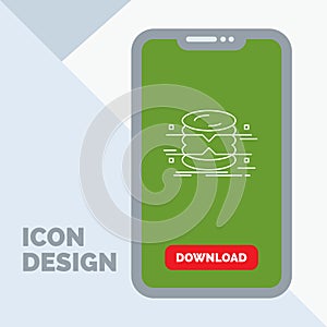 database, data, architecture, infographics, monitoring Line Icon in Mobile for Download Page
