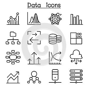 Database , Data & Graph icon set in thin line style