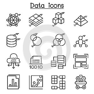 Database , Data & Graph icon set in thin line style