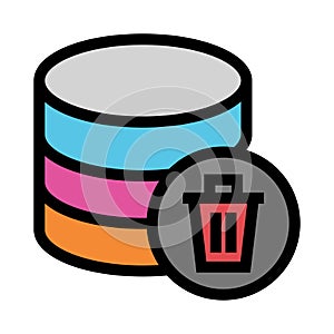 Database delete color line icon