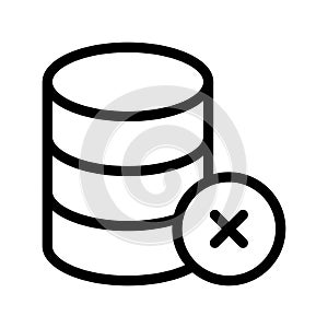 Database delete vector line icon