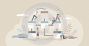Database design as effective file folder organization tiny person concept