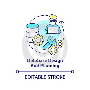 Database design and planning concept icon